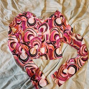 Vibrant Pink and Purple Swirl Crop Top